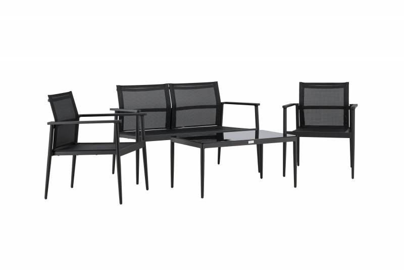 Break lounges&aelig;t med sofa 2 stole og bord sort