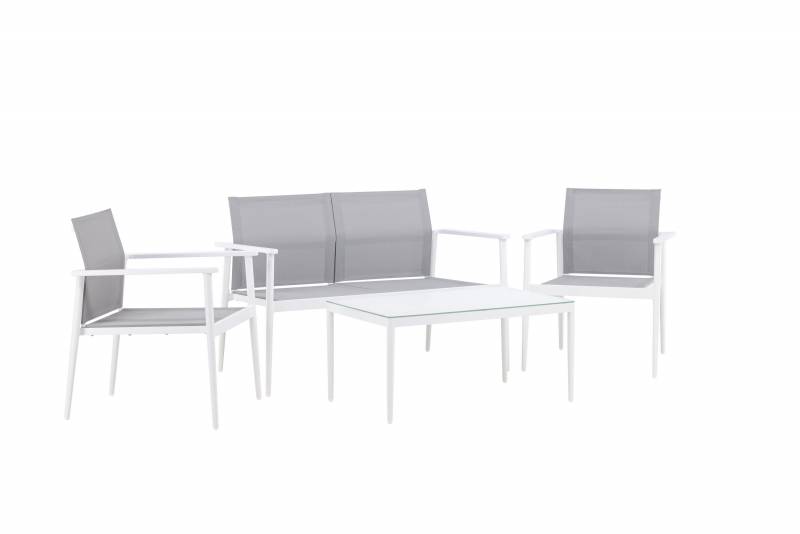 Break lounges&aelig;t med sofa 2 stole og bord hvid